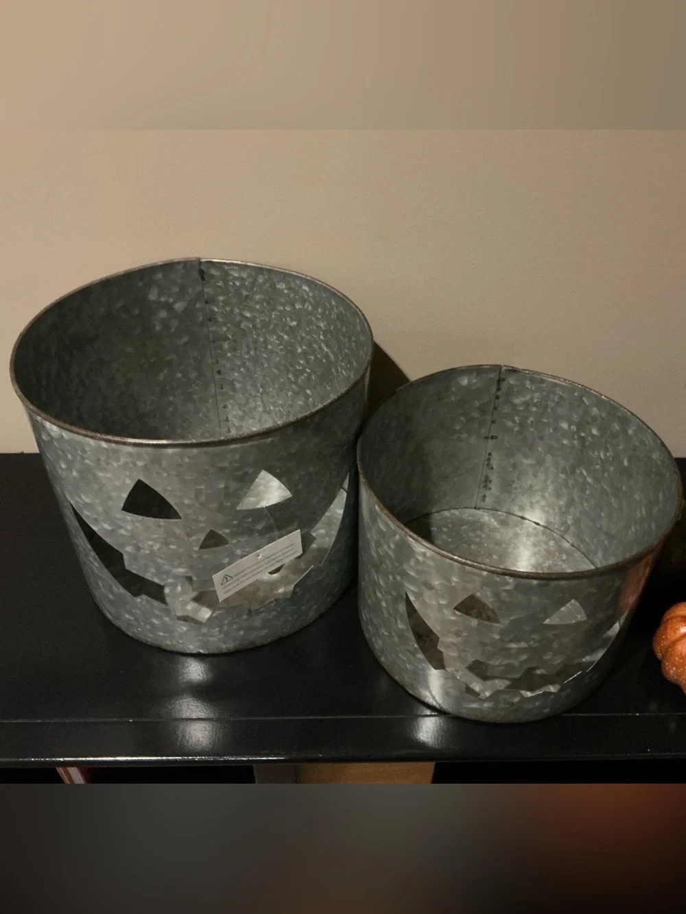 2 NEW Galvanized Halloween Jack-o-Lantern Buckets 🎃